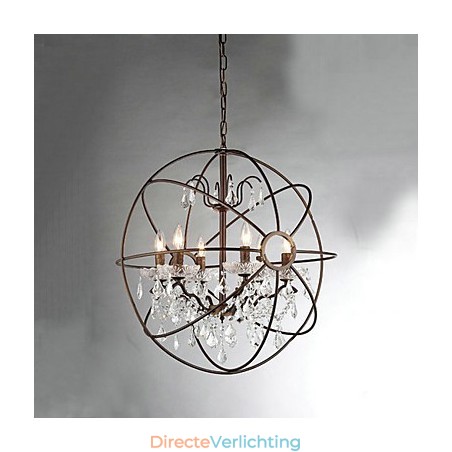 Vintage Kristallen Schilderij Metalen Kroonluchter Vintage Kristallen Schilderij Metalen Kroonluchter