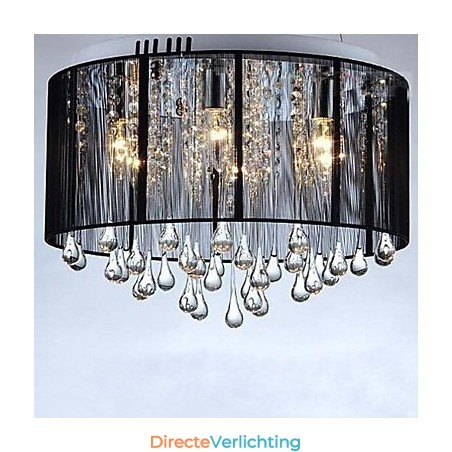 Luxe zwarte kristallen kroonluchter met verlaagd plafond Luxe zwarte kristallen kroonluchter met verlaagd plafond