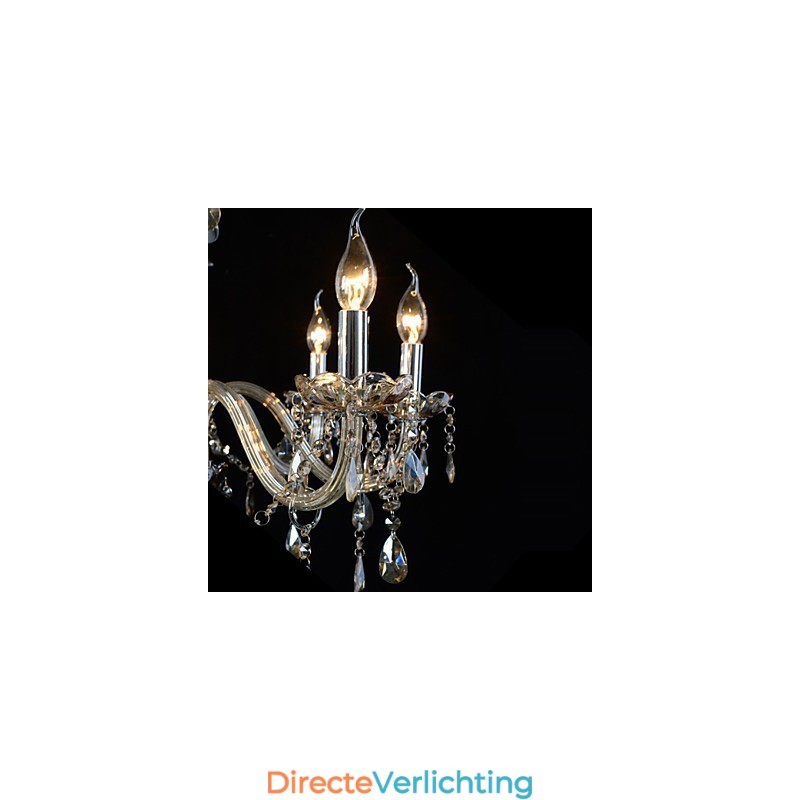 6-lichts luxe kristallen kroonluchter cognackleur K9 kristallen kroonluchter
