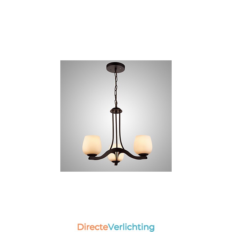 IJzeren schilderij kroonluchter met glazen kap klassieke verlichtingslamp 3 koppen