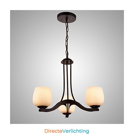 IJzeren schilderij kroonluchter met glazen kap klassieke verlichtingslamp 3 koppen IJzeren schilderij kroonluchter met glazen kap klassieke verlichtingslamp 3 koppen