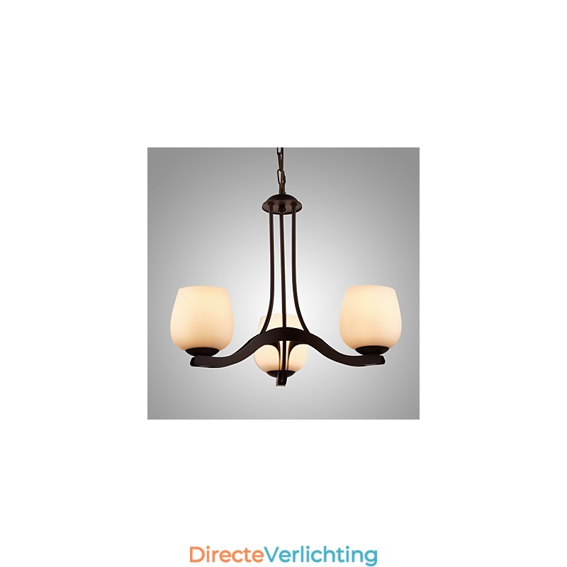 IJzeren schilderij kroonluchter met glazen kap klassieke verlichtingslamp 3 koppen