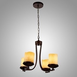 IJzeren schilderij kroonluchter met glazen kap klassieke kaarsverlichting lamp 4 koppen