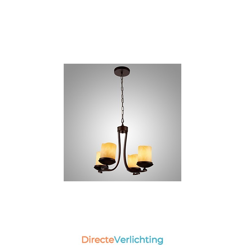 IJzeren schilderij kroonluchter met glazen kap klassieke kaarsverlichting lamp 4 koppen
