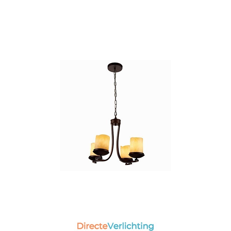 IJzeren schilderij kroonluchter met glazen kap klassieke kaarsverlichting lamp 4 koppen