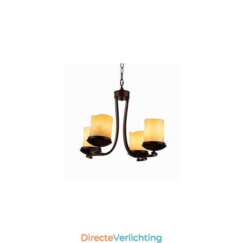 IJzeren schilderij kroonluchter met glazen kap klassieke kaarsverlichting lamp 4 koppen