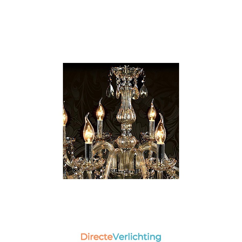 6-lichts luxe kristallen kroonluchter cognackleur K9 kristallen kroonluchter
