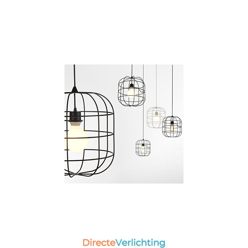 Mini Artistieke Vogelkooi Hanglamp 1 Licht Moderne Eenvoudige Afwerking Zwart Wit Metaal Koolstofstaal Hanglamp
