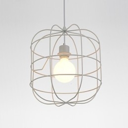 Mini Artistieke Vogelkooi Hanglamp 1 Licht Moderne Eenvoudige Afwerking Zwart Wit Metaal Koolstofstaal Hanglamp