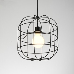 Mini Artistieke Vogelkooi Hanglamp 1 Licht Moderne Eenvoudige Afwerking Zwart Wit Metaal Koolstofstaal Hanglamp