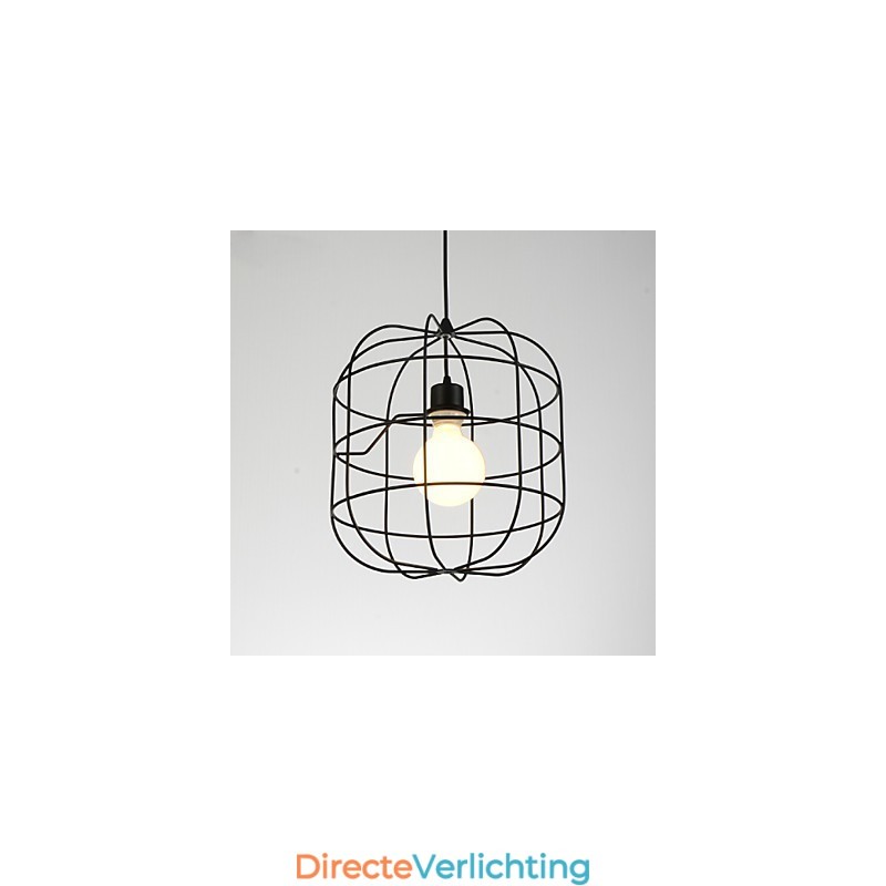 Mini Artistieke Vogelkooi Hanglamp 1 Licht Moderne Eenvoudige Afwerking Zwart Wit Metaal Koolstofstaal Hanglamp