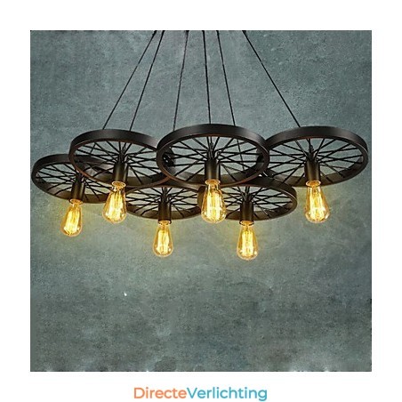 Loft Hanglamp Wiel Kroonluchter Rustiek Vintage Retro Landelijk Eetkamer Metaal+Schilderij Loft Hanglamp Wiel Kroonluchter Rustiek Vintage Retro Landelijk Eetkamer Metaal+Schilderij