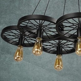 Loft Hanglamp Wiel Kroonluchter Rustiek Vintage Retro Landelijk Eetkamer Metaal+Schilderij