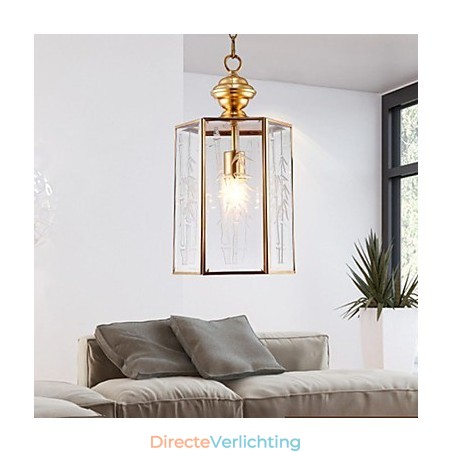 Amerikaanse landelijke kleine hanglamp, geheel van koper, enkel glas Amerikaanse landelijke kleine hanglamp, geheel van koper, enkel glas