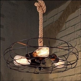 Vintage Amerikaanse ijzeren touw creatieve industriële ventilator kroonluchter