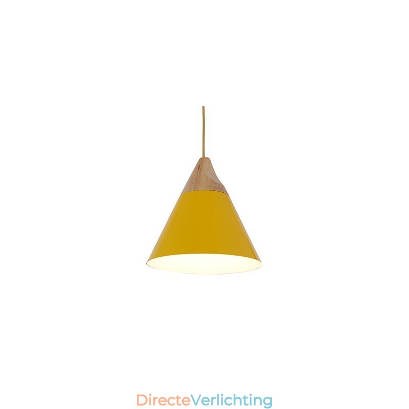 Mini Artistieke Kegelvormige Hanglamp 1 Licht Moderne Eenvoudige Afwerking Zwart Wit Geel Aluminium & Houten Hanglamp