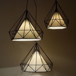 Diamond Mini Hanglamp 1 Licht Moderne Eenvoud Zwart & Wit Afgewerkte Koolstofstalen Doek Hanglamp