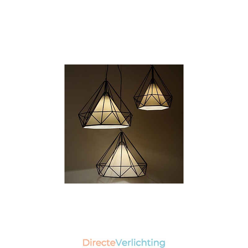 Diamond Mini Hanglamp 1 Licht Moderne Eenvoud Zwart & Wit Afgewerkte Koolstofstalen Doek Hanglamp