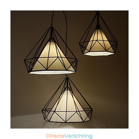 Diamond Mini Hanglamp 1 Licht Moderne Eenvoud Zwart & Wit Afgewerkte Koolstofstalen Doek Hanglamp