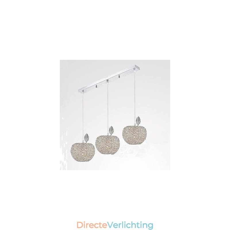 Geweven aluminium kroonluchter met driekoppige lamp Apple
