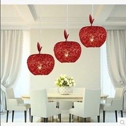 Geweven aluminium kroonluchter met driekoppige lamp Apple