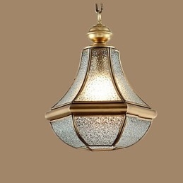 Amerikaanse landelijke kleine hanglamp, geheel van koper, enkel glas