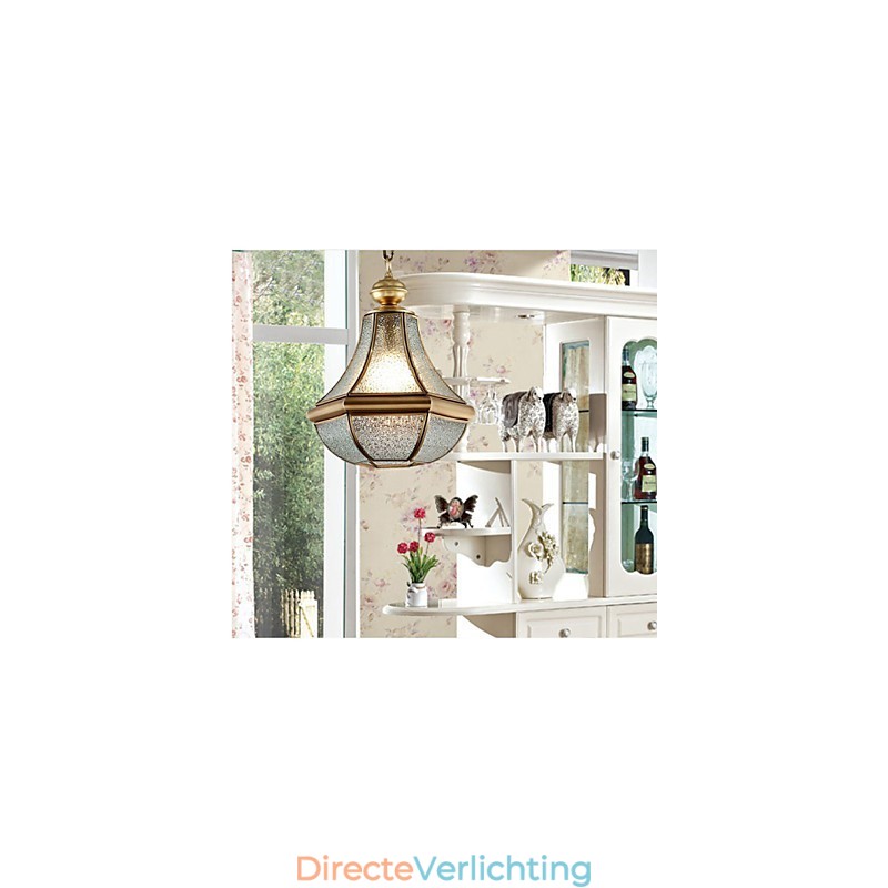 Amerikaanse landelijke kleine hanglamp, geheel van koper, enkel glas