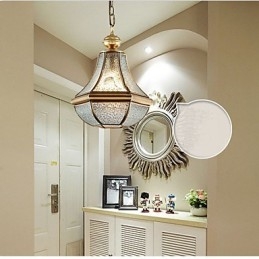 Amerikaanse landelijke kleine hanglamp, geheel van koper, enkel glas