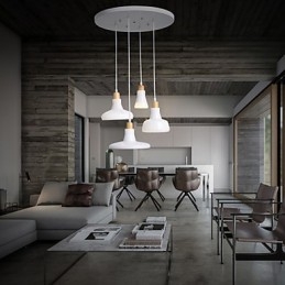 Creatieve karakteristieke hanglamp met 4 lampen en ijzeren kap