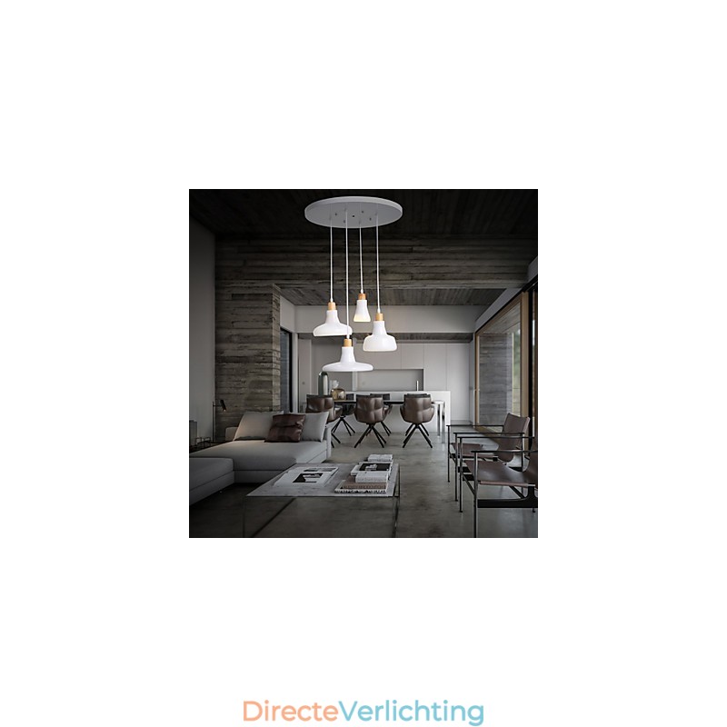 Creatieve karakteristieke hanglamp met 4 lampen en ijzeren kap