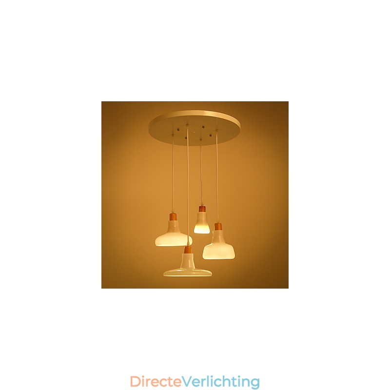 Creatieve karakteristieke hanglamp met 4 lampen en ijzeren kap