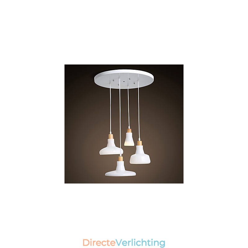 Creatieve karakteristieke hanglamp met 4 lampen en ijzeren kap