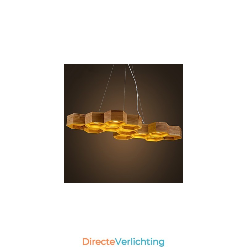 Designer Art Individualiteit Kroonluchter Eenvoudige Honingraat Houten Lampen