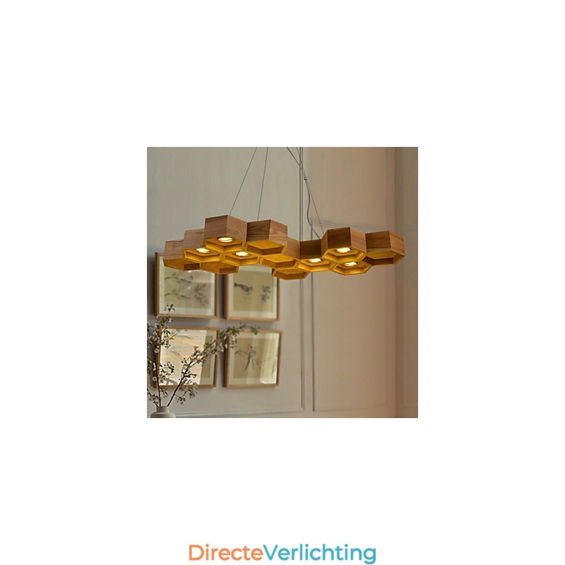 Designer Art Individualiteit Kroonluchter Eenvoudige Honingraat Houten Lampen